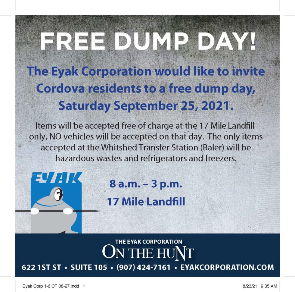 Free Dump Day this Saturday! City of Cordova, Alaska