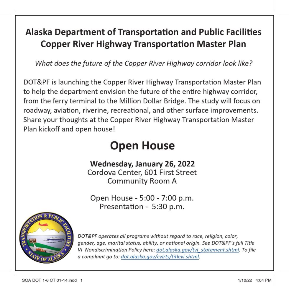 alaska-dot-pf-copper-river-highway-transportation-master-plan-open-house-city-of-cordova-alaska